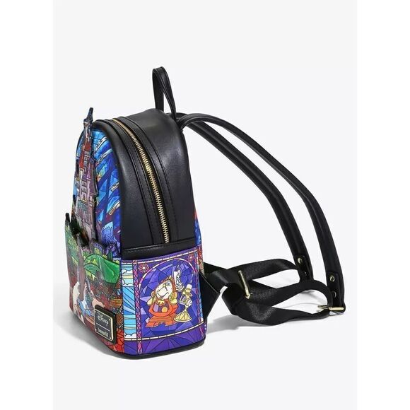 Beauty & Beast Stained Glass Castle Backpack, Wallet & Cardholder Loungefly NWT - Picture 8 of 16